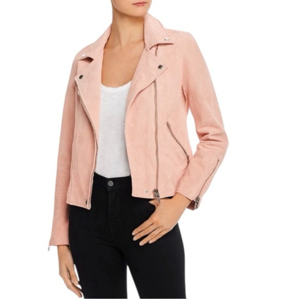 Blank NYC Pink Suede Leather Zip-Front Moto
Jacket Coat